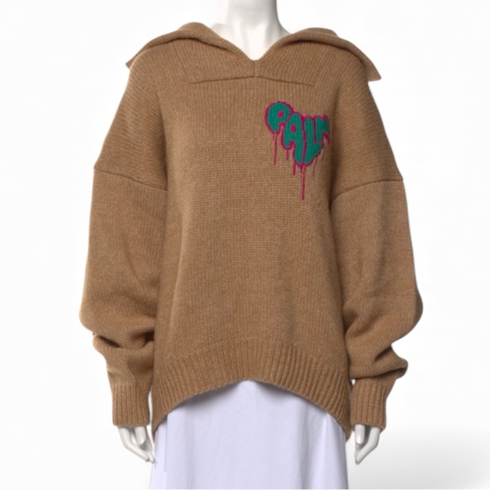 Palm Angels Virgin Wool Graphic Print Sweater L